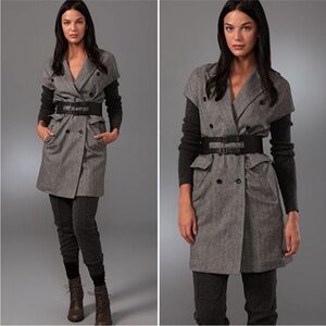 Elizabeth and James herringbone wool blend double breasted coat/dress size 4